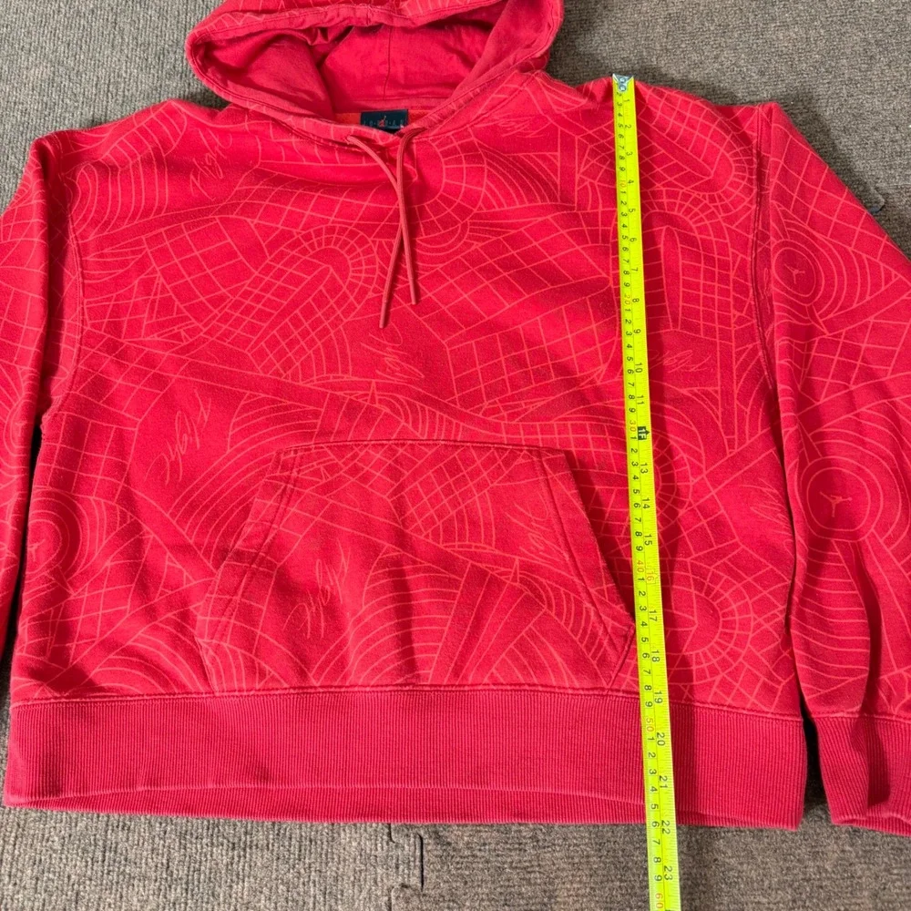 Jordan Flight Loose Fit Red All Over Print Hoodie Sweatshirt Small S mens fit
